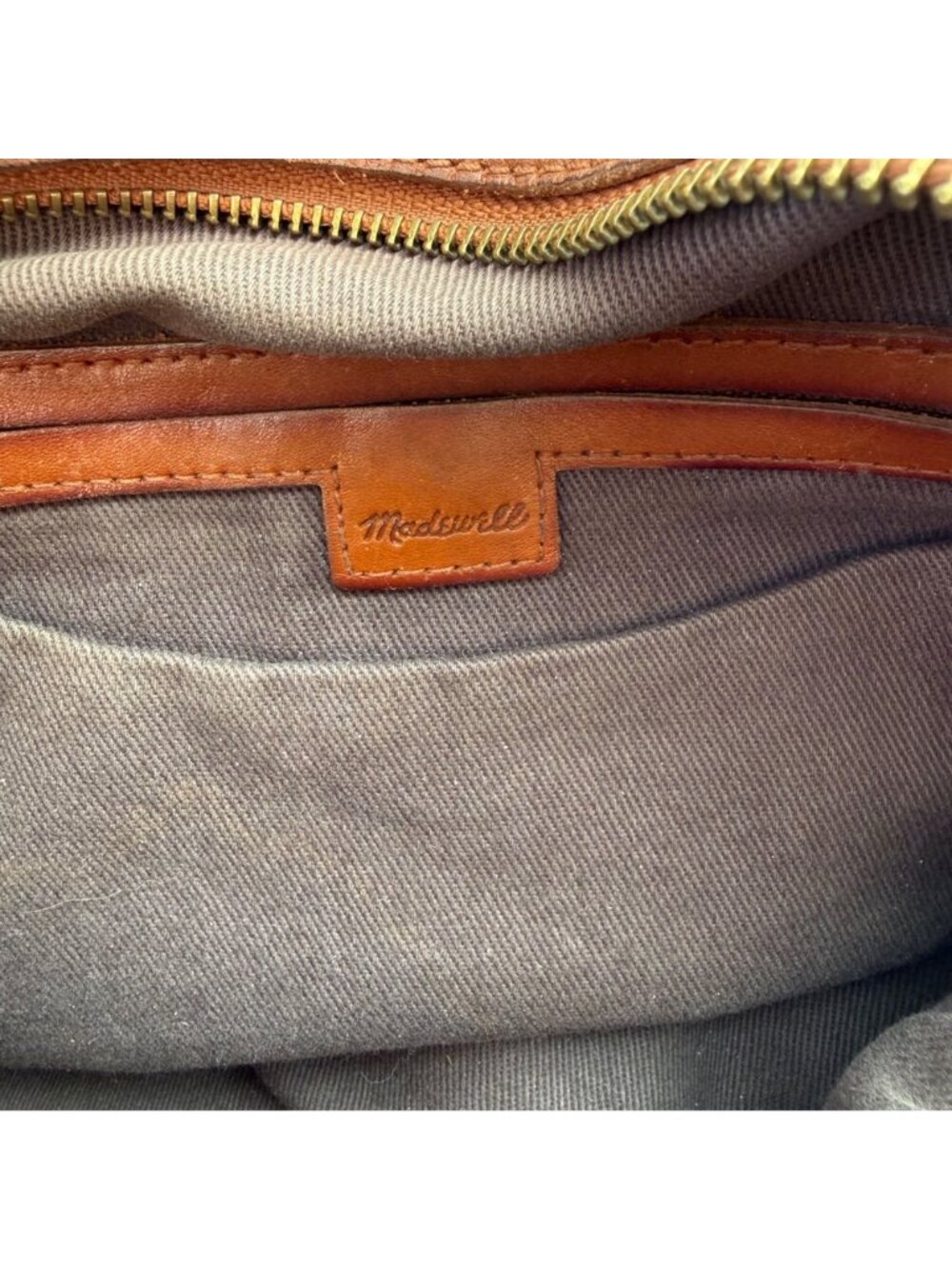 Madewell Women's Crossbody Bag Brown Leather Zip-Top Transport Travel Tote Purse - Picture 8 of 13
